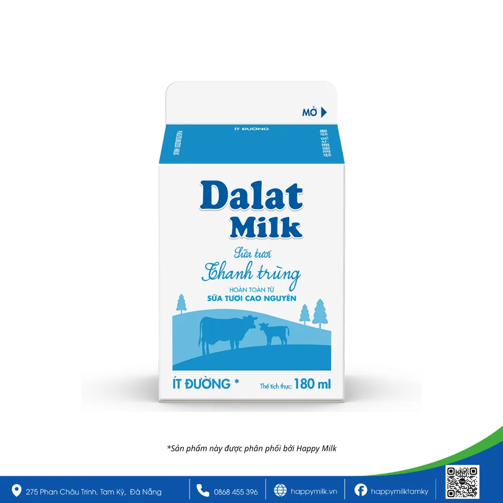 Pasteurized fresh milk with low sugar 180ml